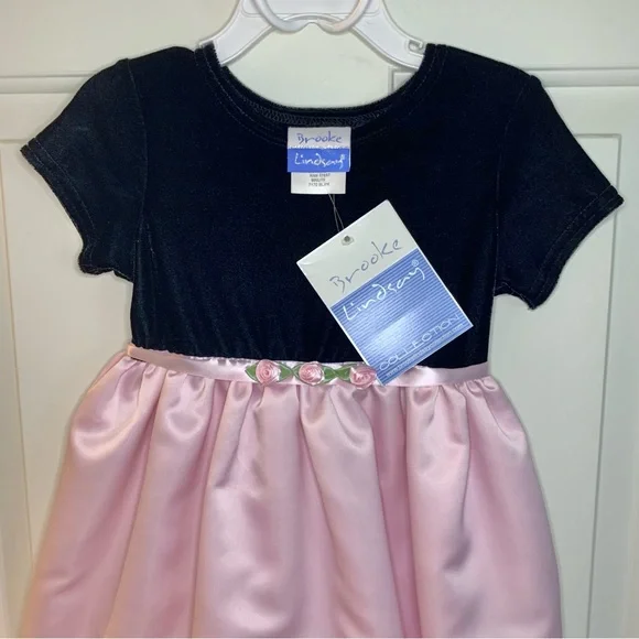 Brooke Lindsay Black Velvet and Pink Satin Party Dress ~ Girls 3T - Picture 3 of 6